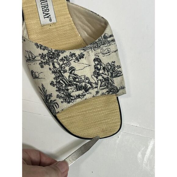 Claire Murray Womens Toile Black Cream Sandals Size 9 US Slip On - Picture 10 of 15